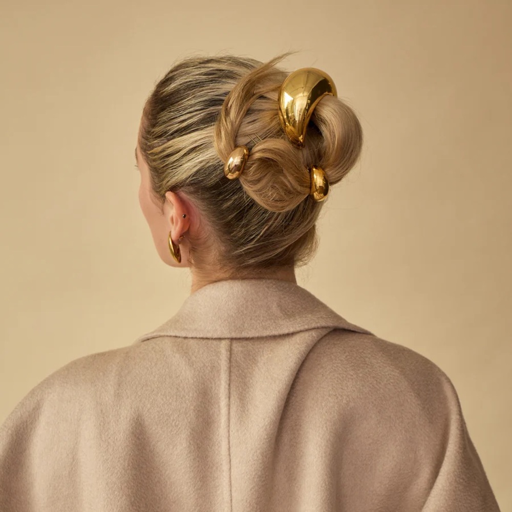 GLOSSY DOME PONY CUFF*Hair Band Accessories*18K Gold Plated*Hair Elastic* - Picture 3 of 9